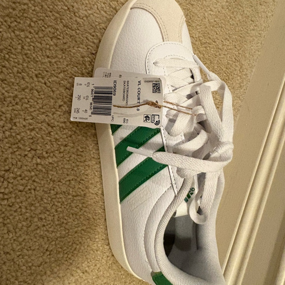 Adidas VL Court 2.0 White and Green Sneakers - Picture 3 of 4